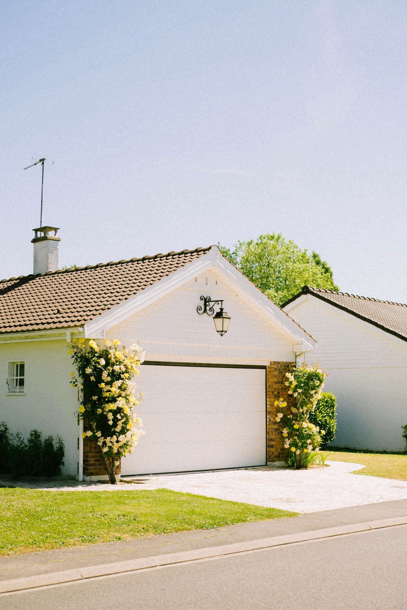 Home with a white garage door