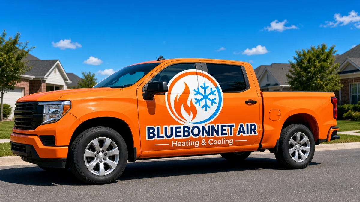 Sample logo design shown as a truck door decal